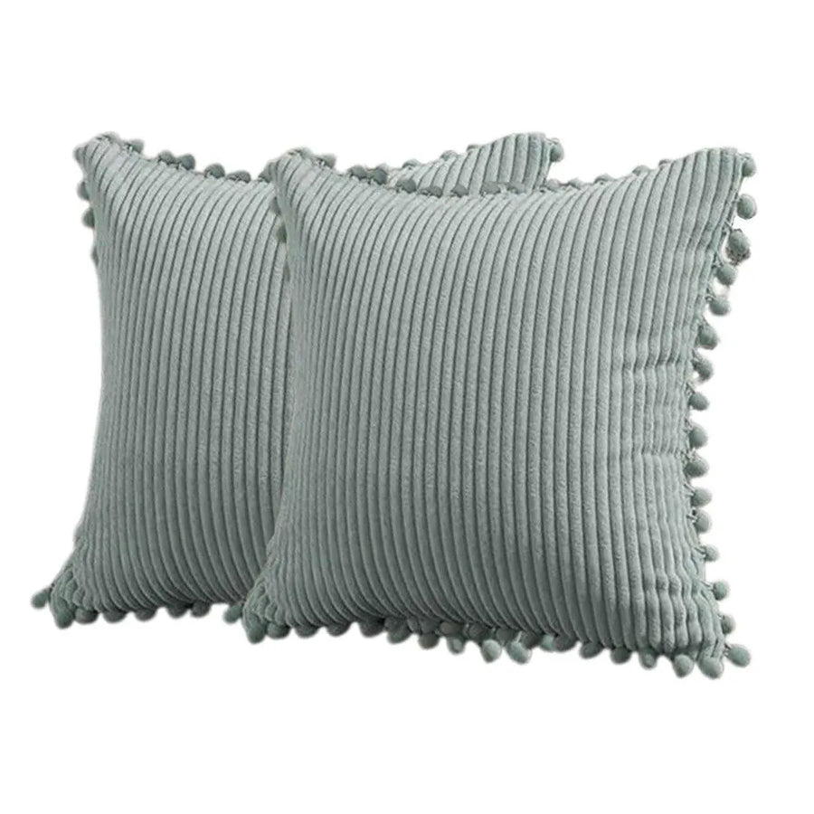 2PCS Corduroy Pillow Cover Luxury Decorative Cushion Case for Sofa Living Room - Grey
