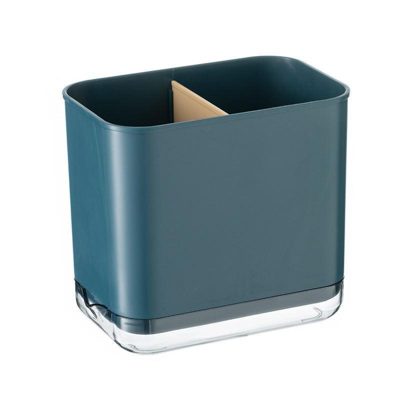 Cutlery Drainer Basket Multifunctional Storage Holder Box Spoon Drain Rack - Blue