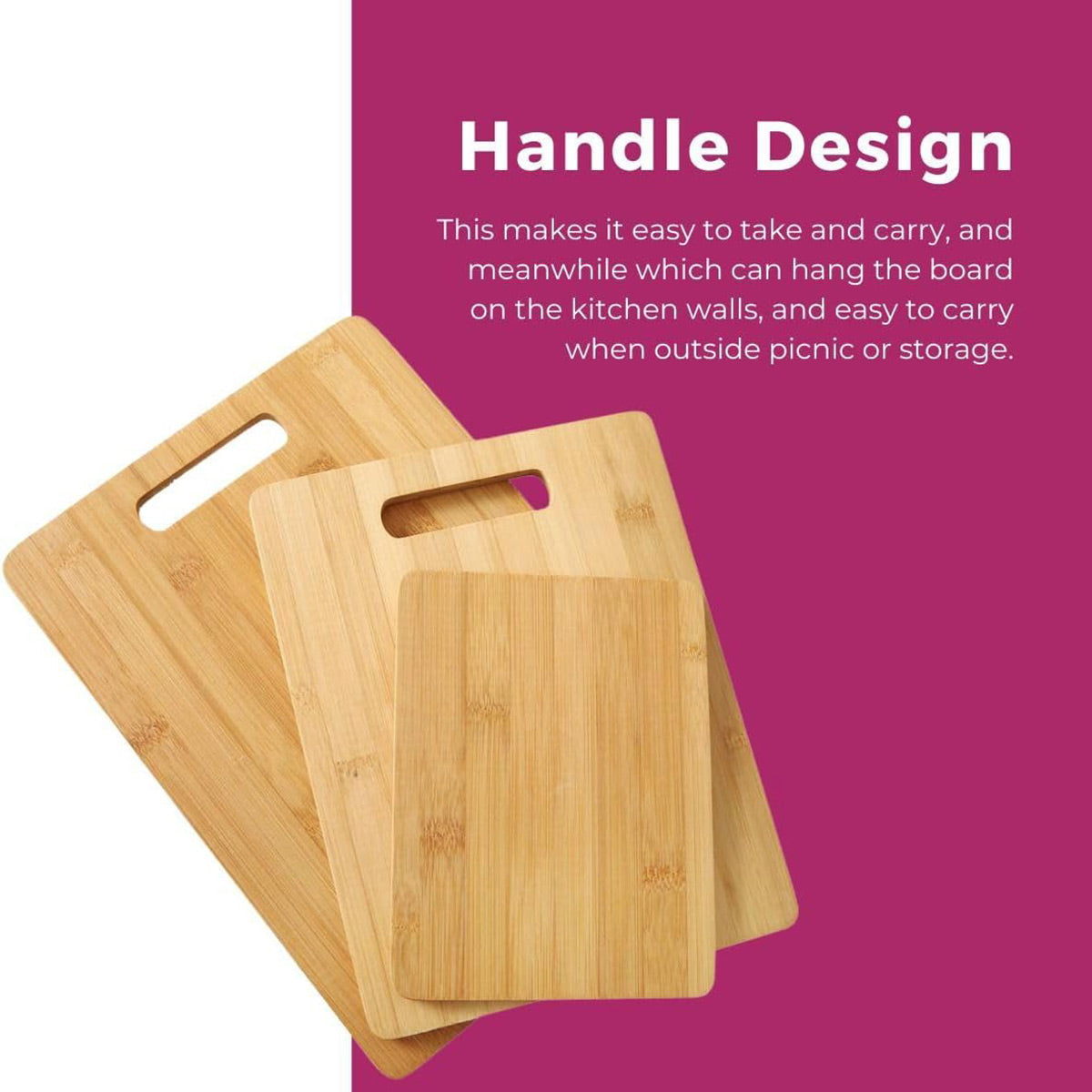 Household Cutting Board Set 3PCS Square Wooden Kitchen Chopping Boards For Food
