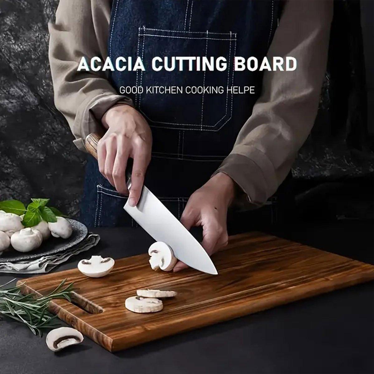 Large Hardwood Chopping Cutting Board Kitchen Steak Deli Meat Food Household