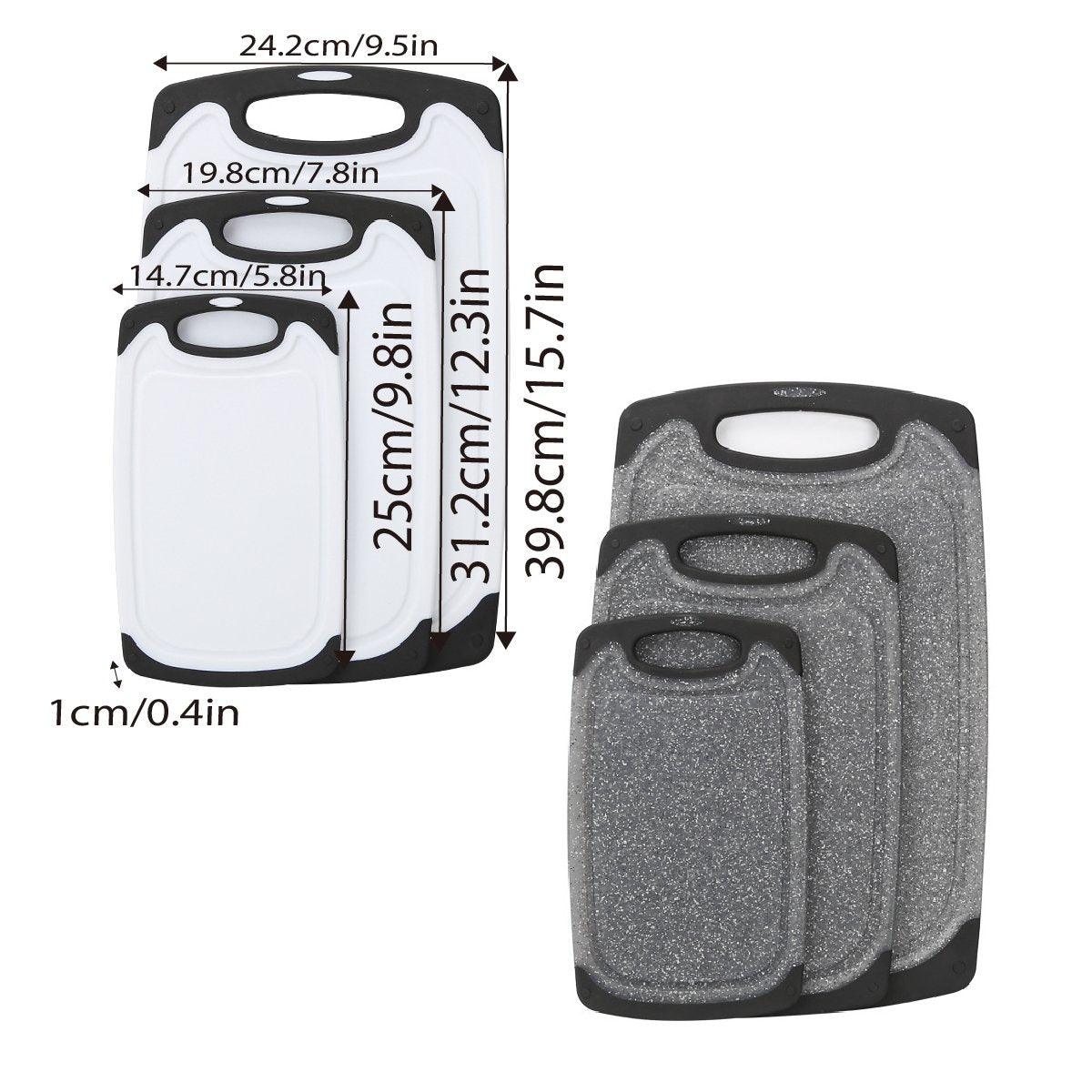 3pcs Wheat Straw Plastic Cutting Board Set Chopping Board Kitchen - Black