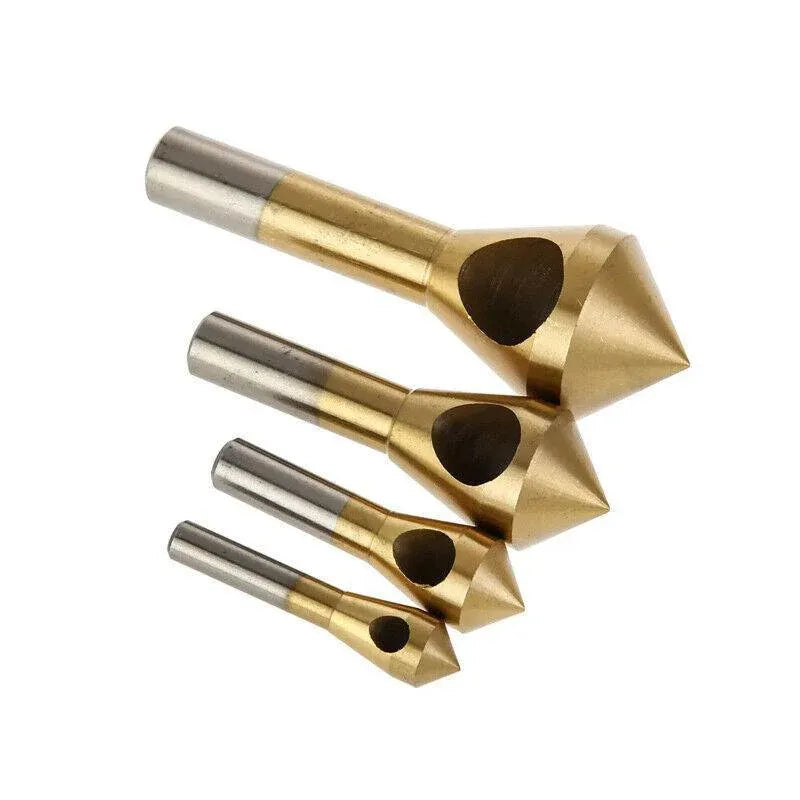 4PCS HSS Countersink Chamfer Drill Bit Set Titanium Coated Deburring Tools