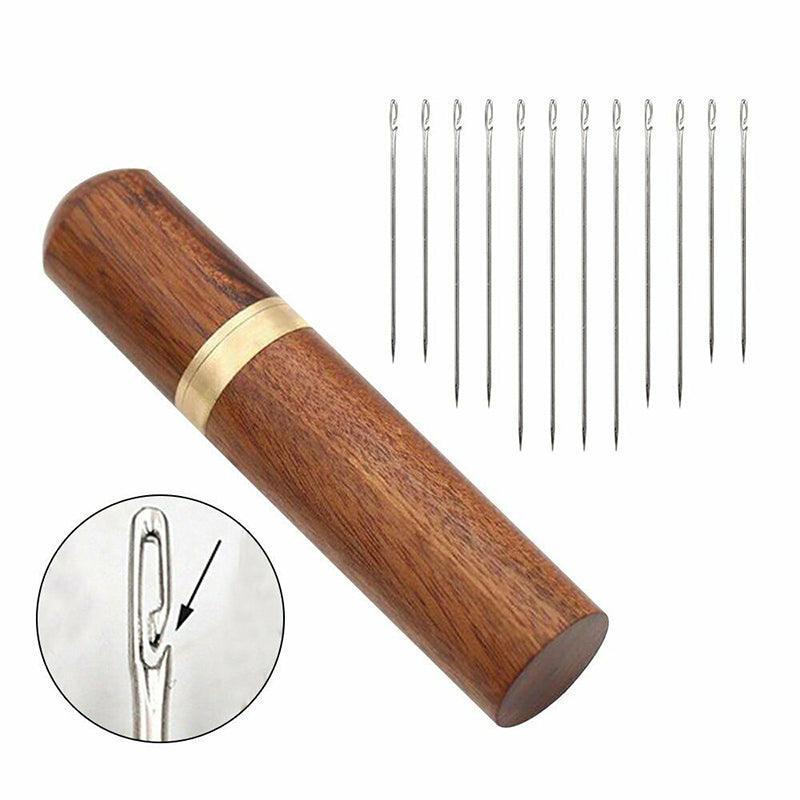 Stainless Steel Self-Threading Needles Opening Sewing Darning Needles 12/24 Pcs - 24PCS