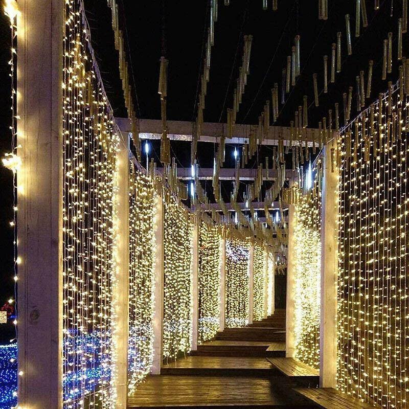 5M 50 Led Curtain Fairy String Lights Wedding Outdoor Christmas Garden Party - Colourful
