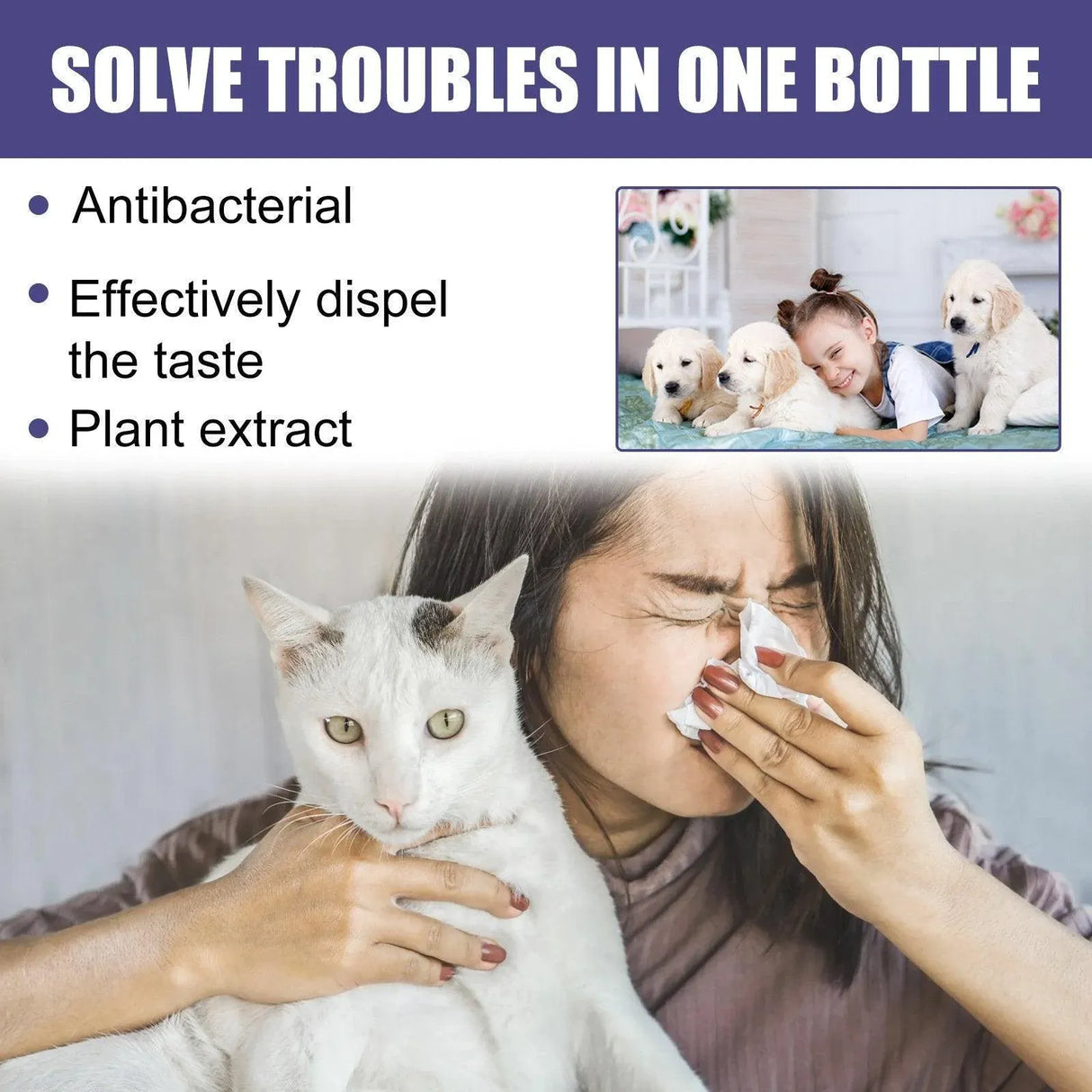 Pet Deodorant Spray for Cats and Dogs Eliminates Urine Feces Odors Air Freshener