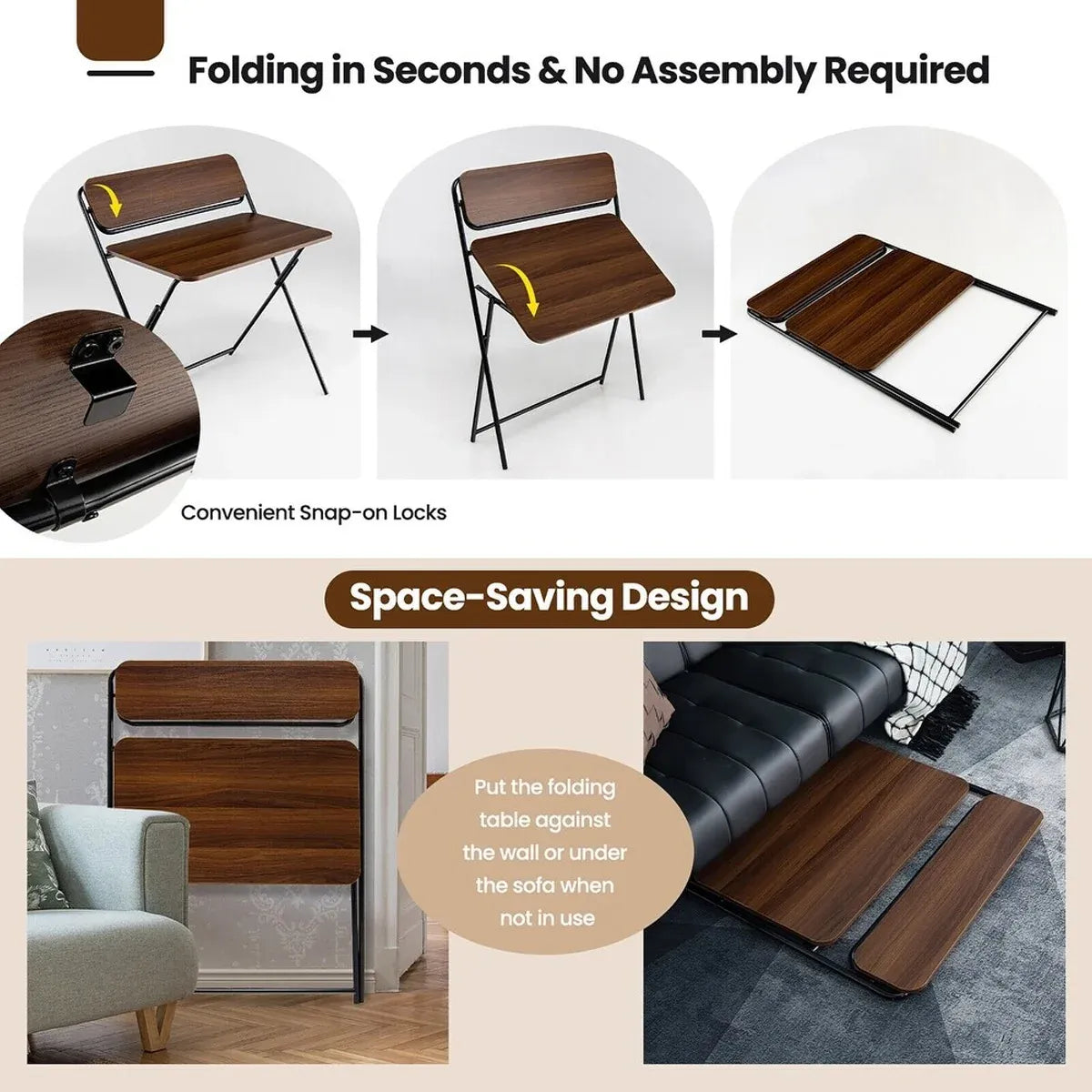 Portable Folding Desk Table X-Shaped Stable for Home Office Study