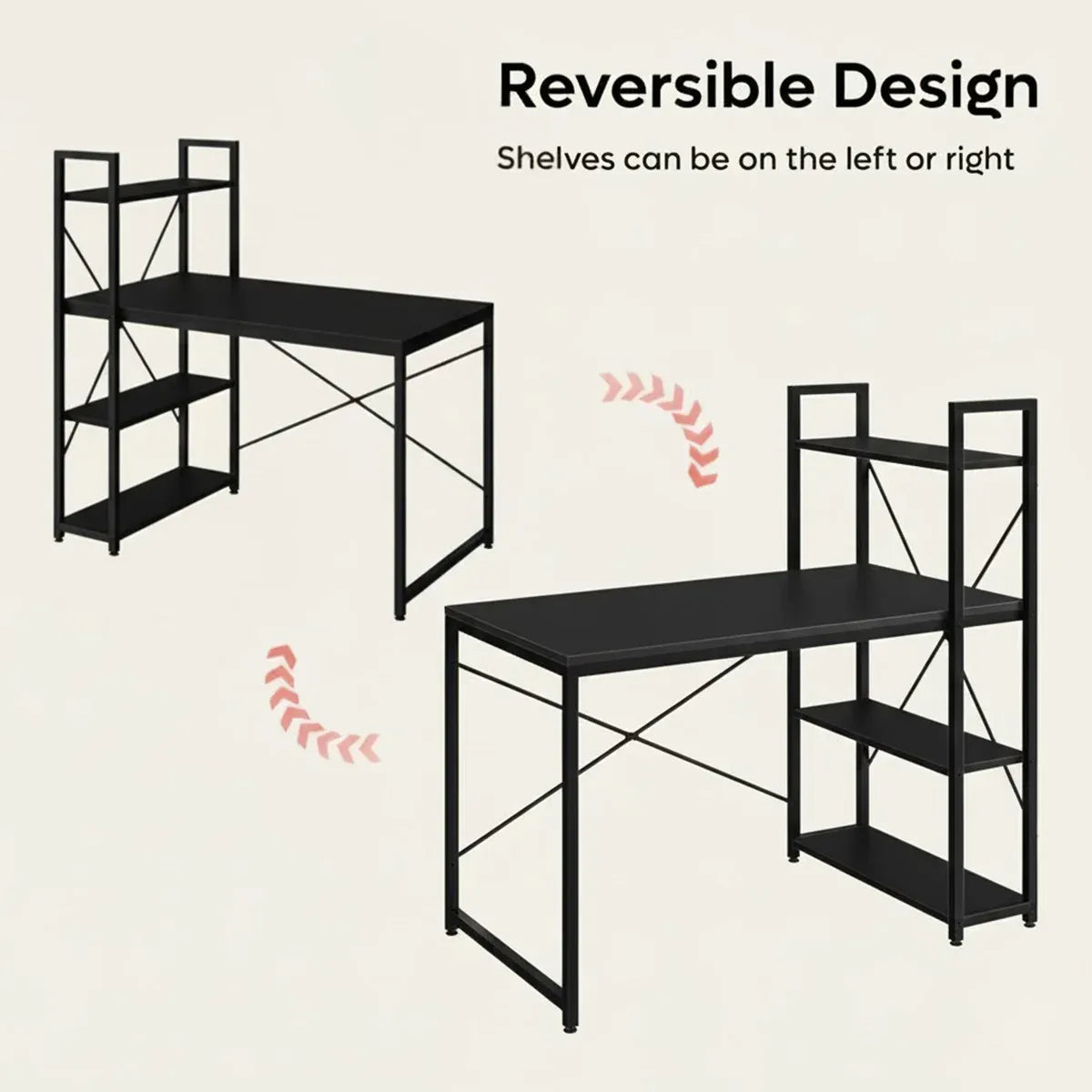 Minimalist Home Computer Desk with Shelves Study Workstation