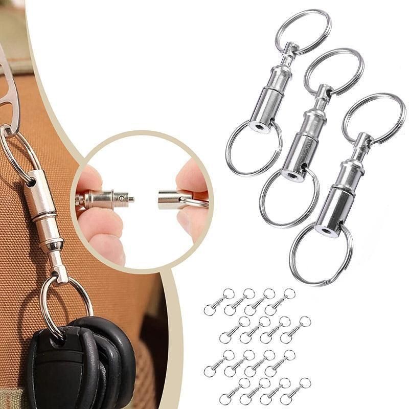 4X Detachable Quick Release Removable Keyring Keychain Key Ring Pull Apart Split