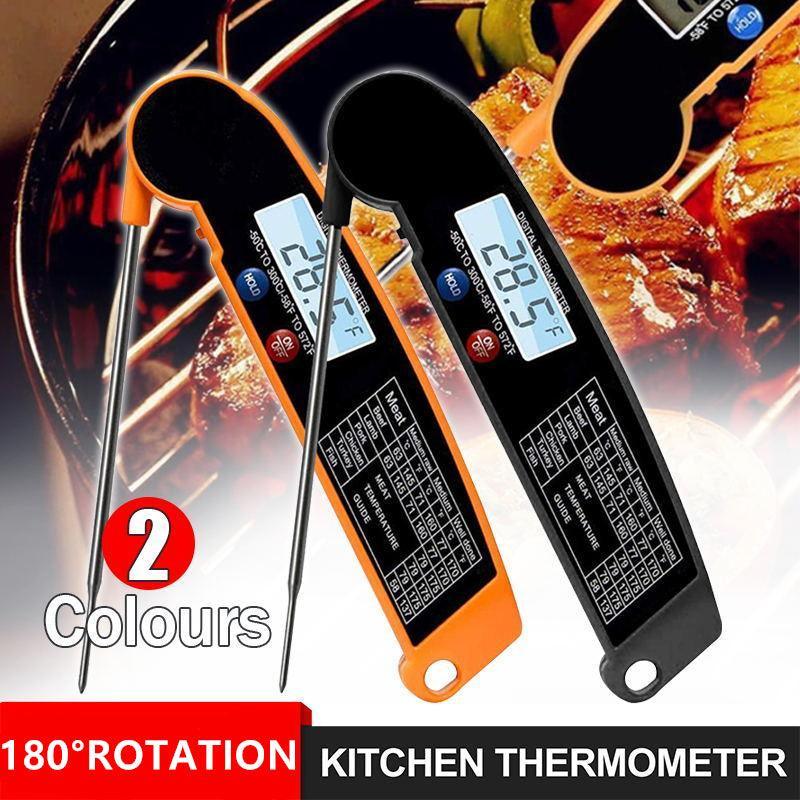 Foldable Digital Thermometer Probe Temperature Kitchen Cooking Food Bbq Meat Jam - Orange