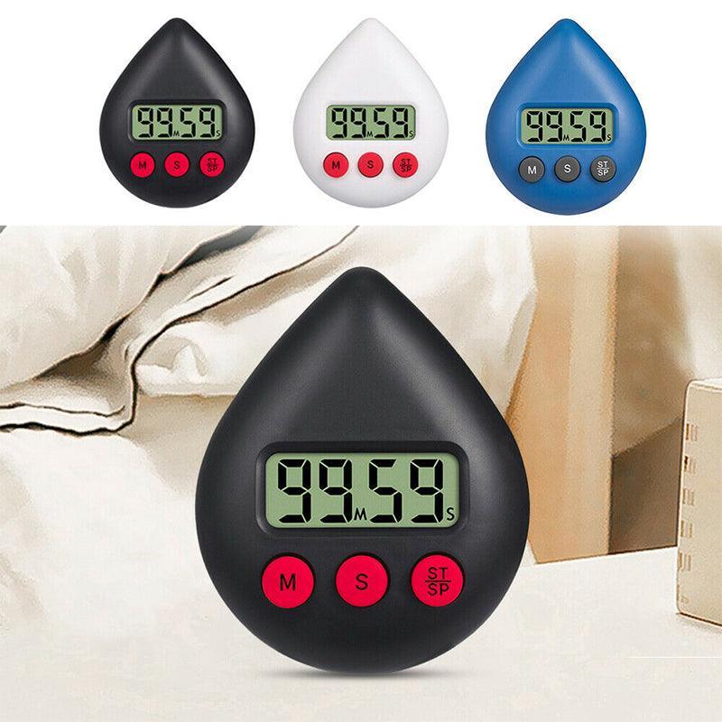 Water Drop Digital Timer Kitchen Study Alarm Countdown Electronic Clock 4 Colours - Black