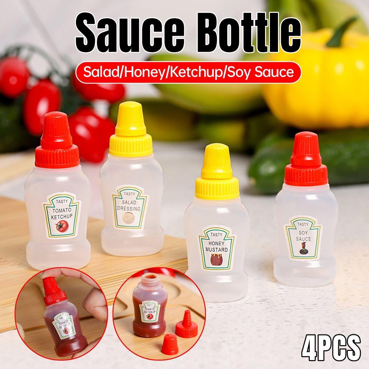 4pcs Mini Portable Sauce Box Condiment Dispensers for Picnic and Outdoor Use - Tomato sauce