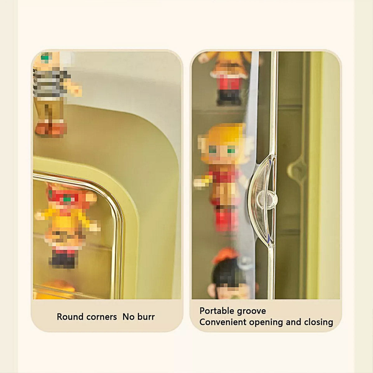 Wall Mounted Showcase Acrylic Figures Toys Display Case Dustproof Storage Box - Beige