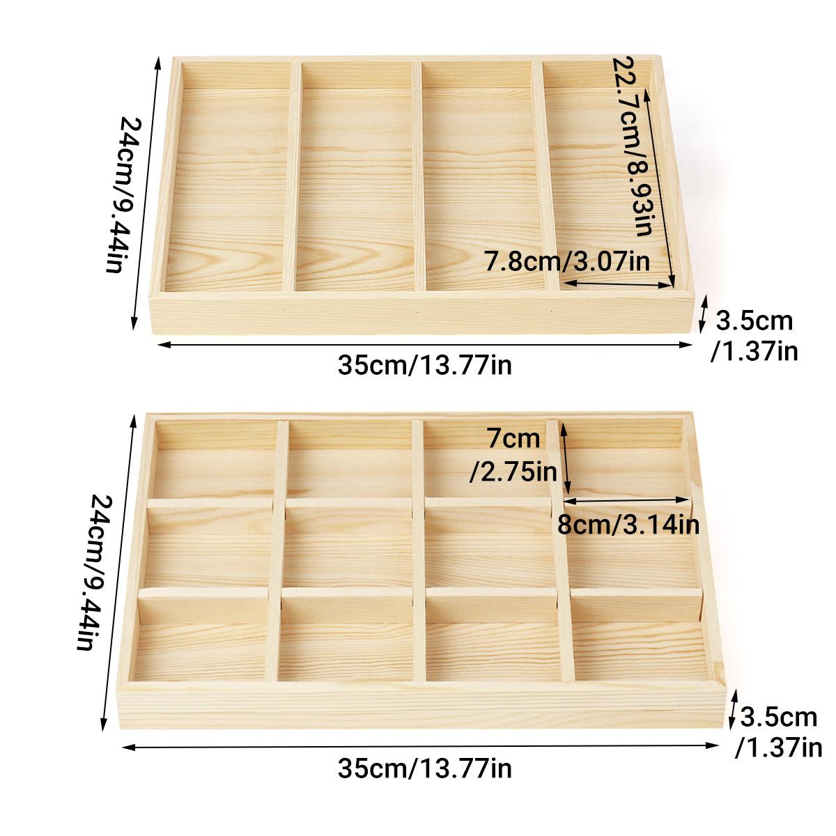 Wooden Jewellery Storage Box Display Tray Organizer for Rings Earrings Necklaces - Twelve Grids