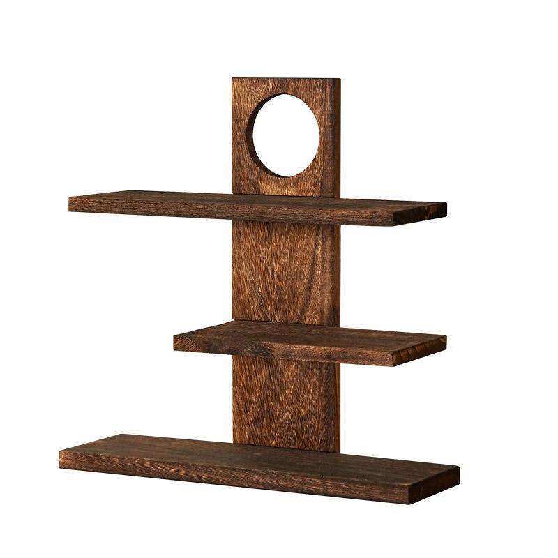 Wooden Desktop Tea Set Rack Display Stand Organizer Storage Shelf for Teaware - Brown