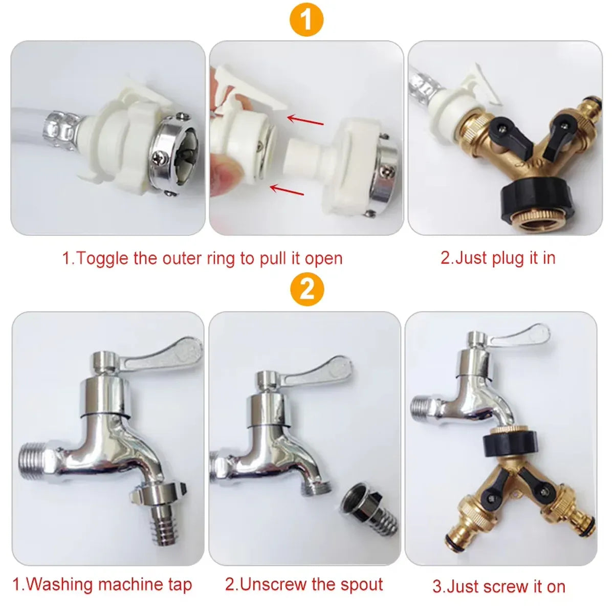 2 Way Solid Brass Hose Splitter 2-Way Hose Connector With Shut OFF/ON Valves