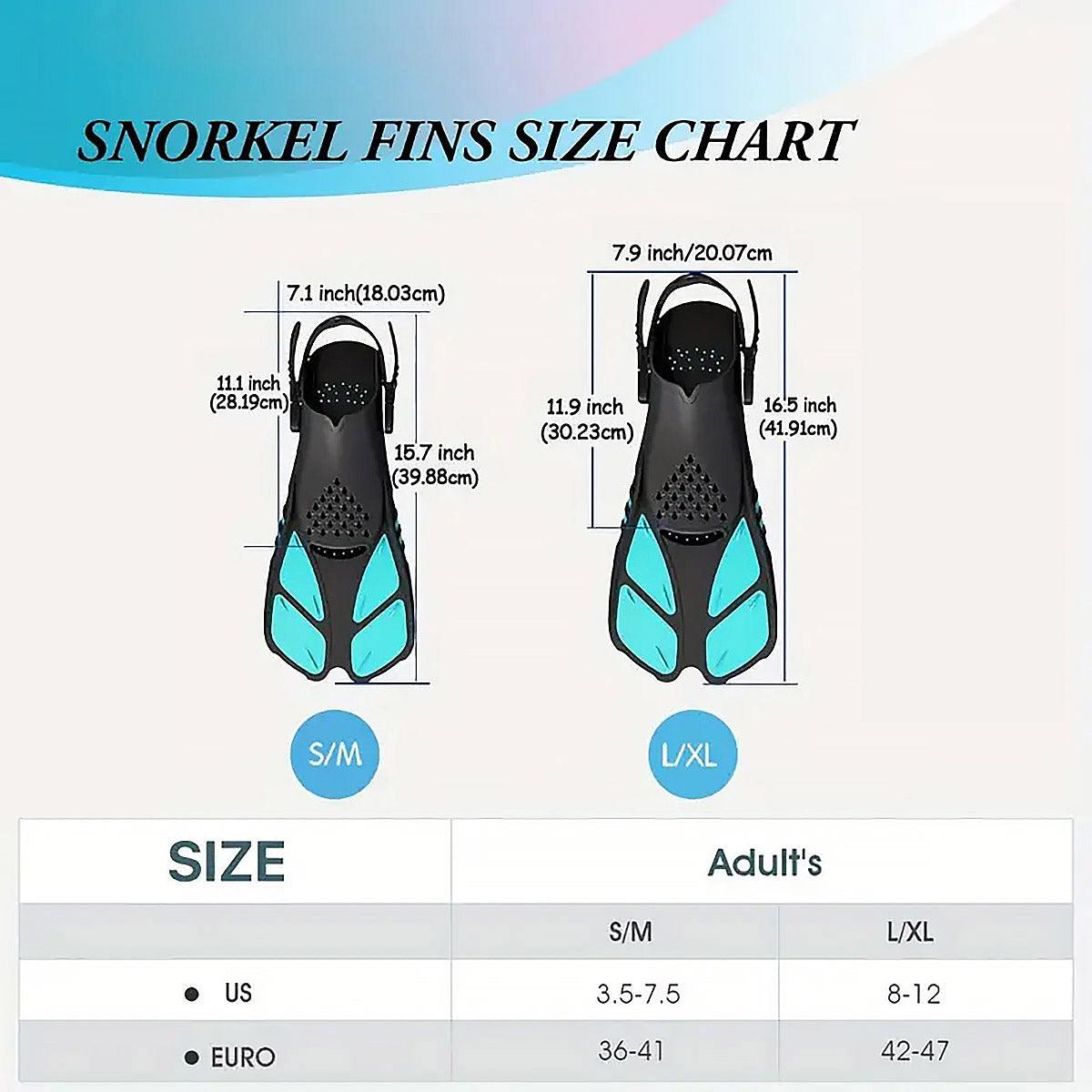 Adjustable Diving Flippers Swim Fins for Snorkeling Freestyle Training Gear - Black-S/M