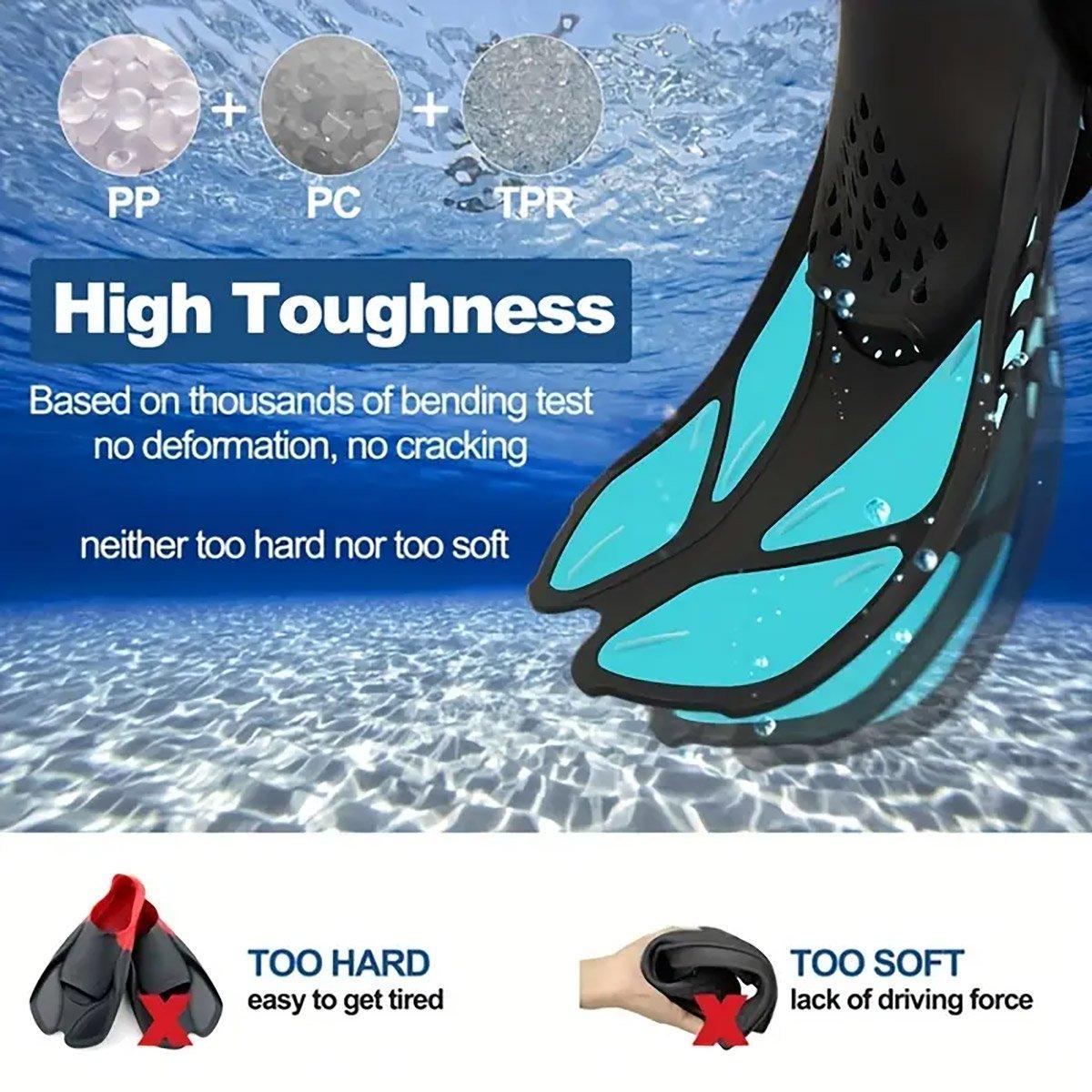 Adjustable Diving Flippers Swim Fins for Snorkeling Freestyle Training Gear - Blue-S/M