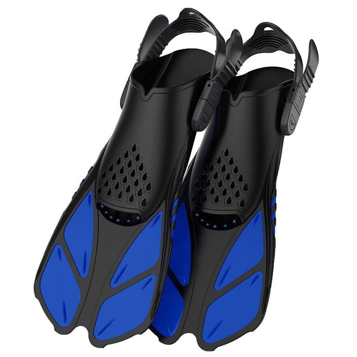 Adjustable Diving Flippers Swim Fins for Snorkeling Freestyle Training Gear - Blue-S/M