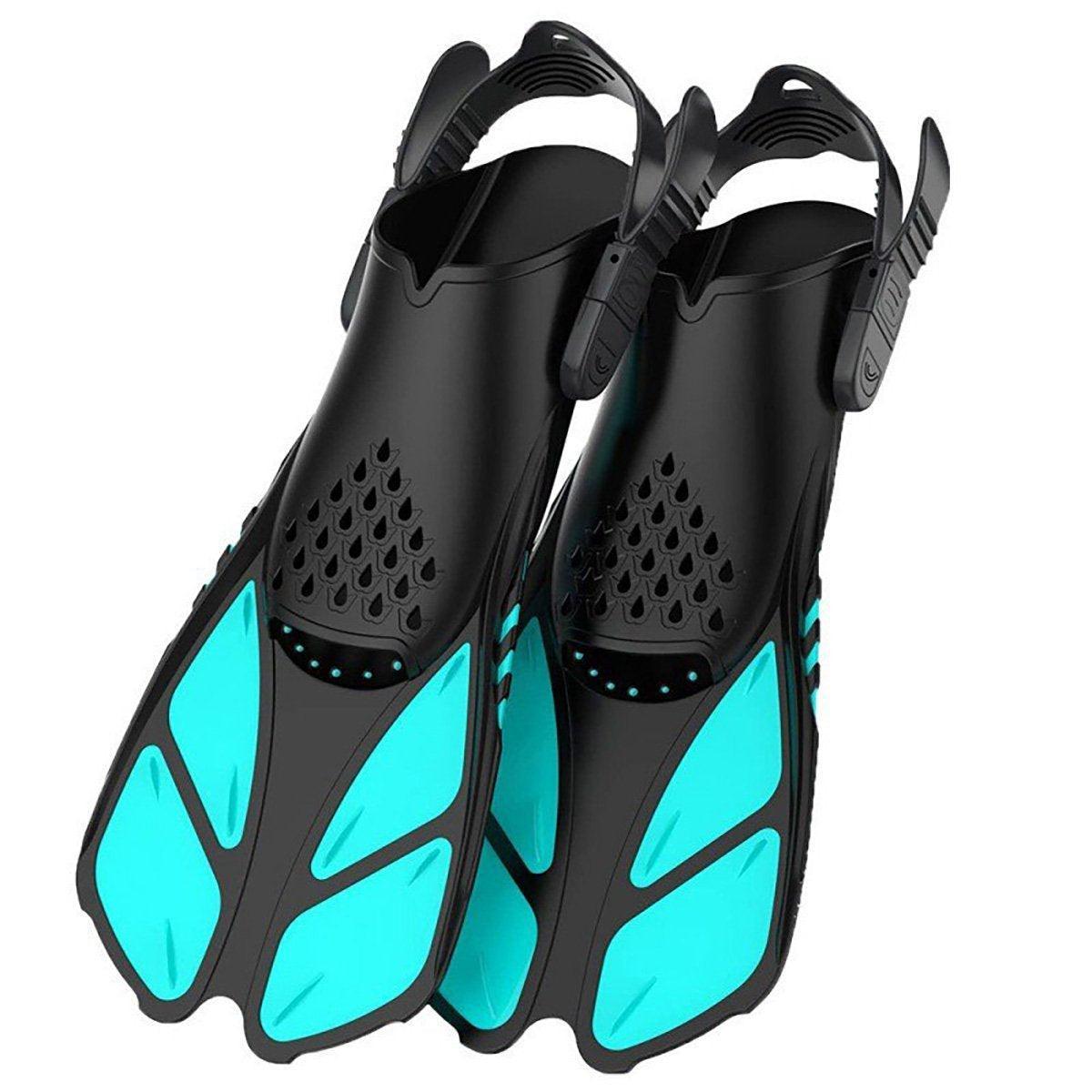 Adjustable Diving Flippers Swim Fins for Snorkeling Freestyle Training Gear - Blue-S/M