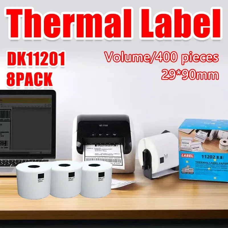 8 Rolls Compatible Brother Dk11201 400 Address Labels 29X90Mm Ql570 Ql700 Ql1050