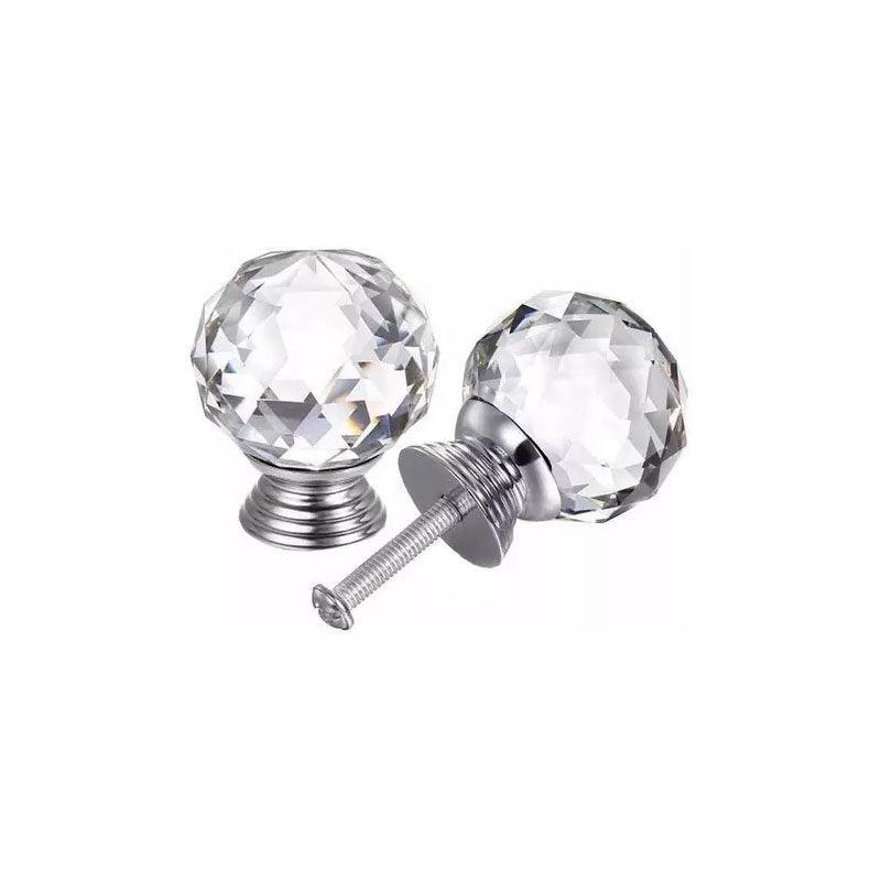 Crystal Glass Cabinet Knobs Drawer Pull Handles Cupboard Door Knob with Screws 10Pcs - 40mm