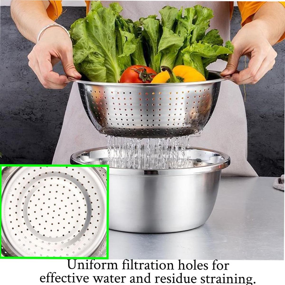 Multifunctional 201 Stainless Steel Basin 3 in 1 Colanders Basin Mixing Bowl Set