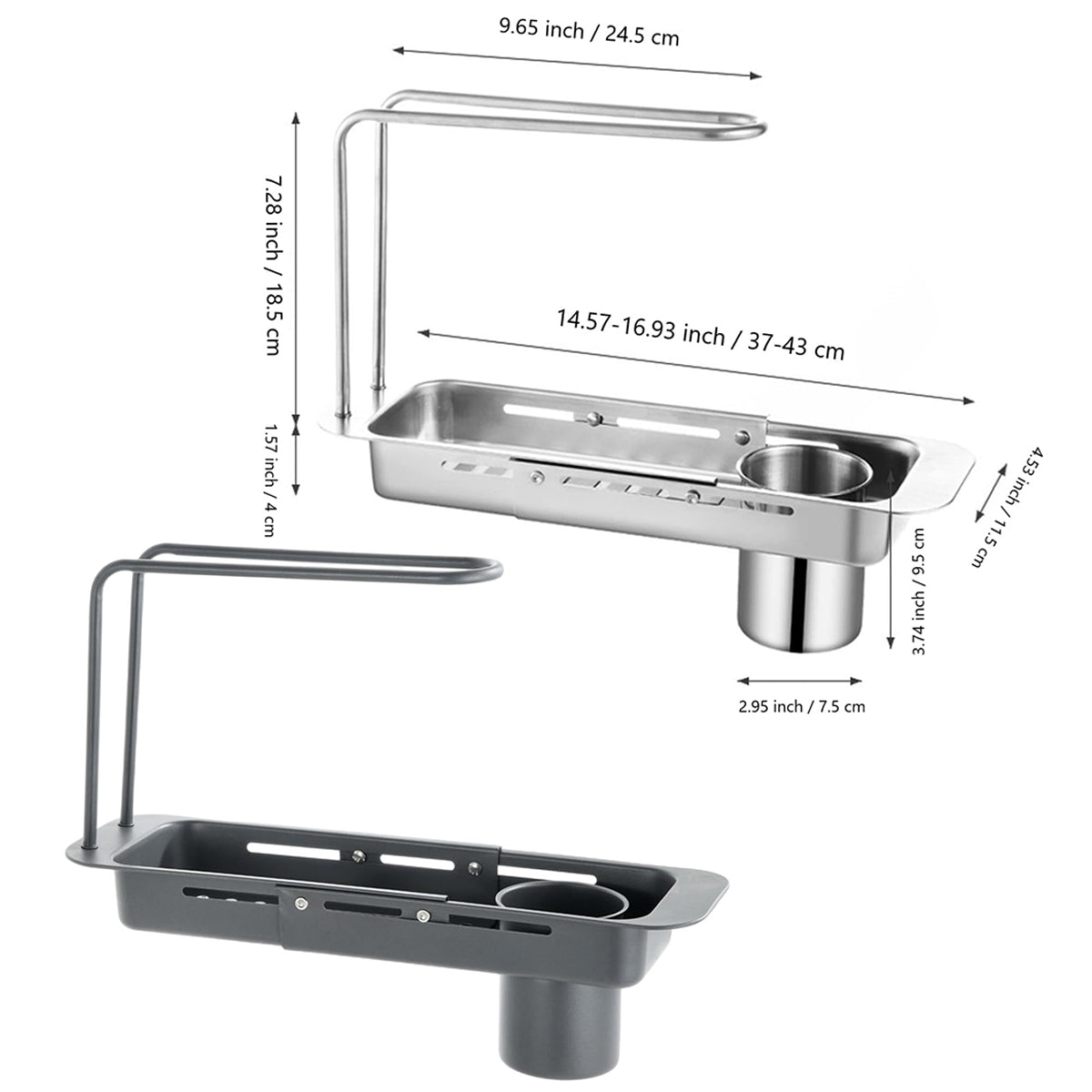 Retractable Kitchen Sink Draining Rack Water Filter Basket Storage Shelf Home - Grey