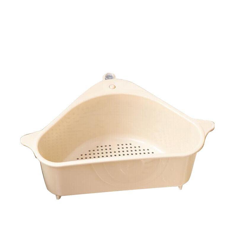 Triangle Sink Kitchen Storage Drain Basket Rack Shelf Holder Strainer Organizer - Beige