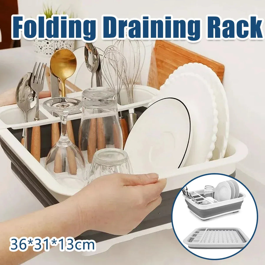 Kitchen Draining Rack Foldable Type Multi Functional Bowl Chopstick Drying Shelf