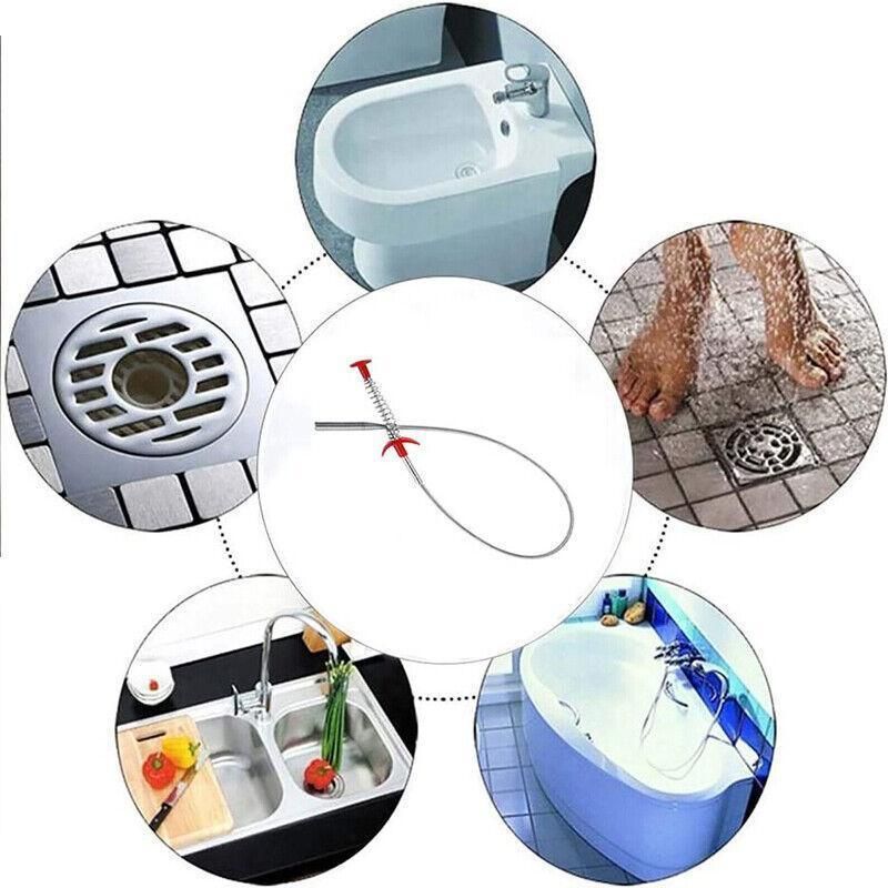 Flexible Spring Pick Up Tool Drain Cleaner Stick Snake Hair Remover