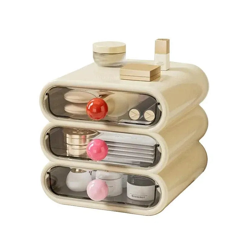 Drawer Cosmetic Organizer Desktop Storage Organizer for Makeup Desk Accessories - White