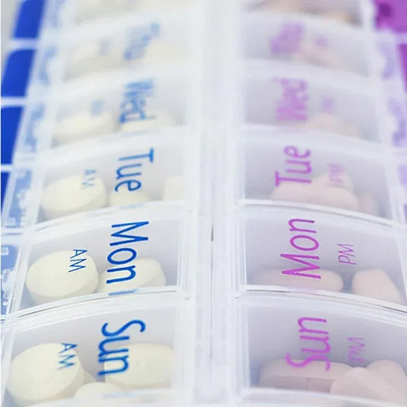 14 Slot 7 Day Pill Box Dispenser Medicine Organiser Am Case Medication Au Stock