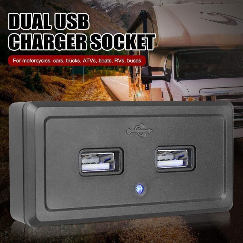 Dual USB Car Charger Socket Panel 5V 3.1A 12V 24V for Car RV Motorcycle