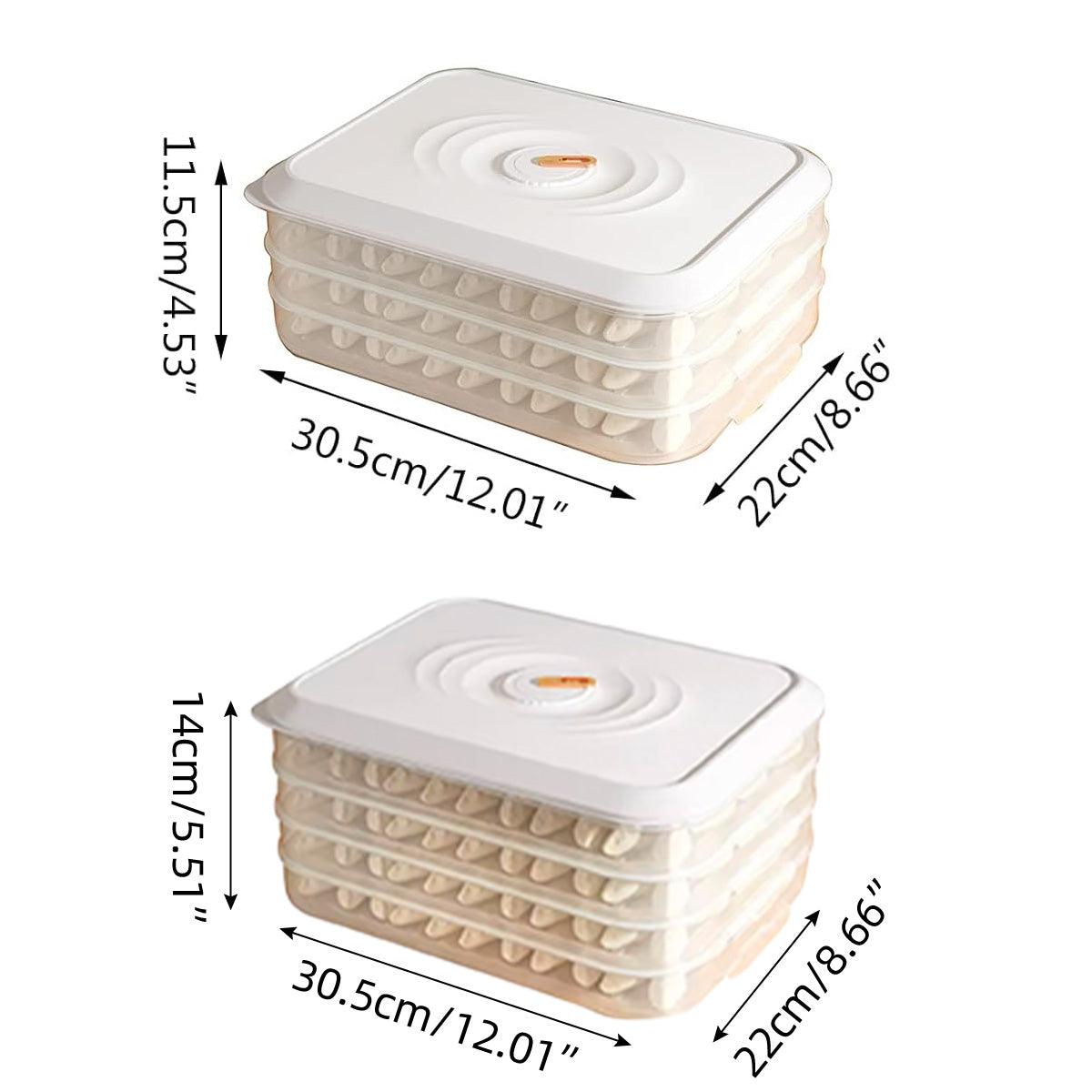 3/4 Layer Large Capacity Dumpling Box Sealed Fresh Wonton Storage Container - White-4 Layer