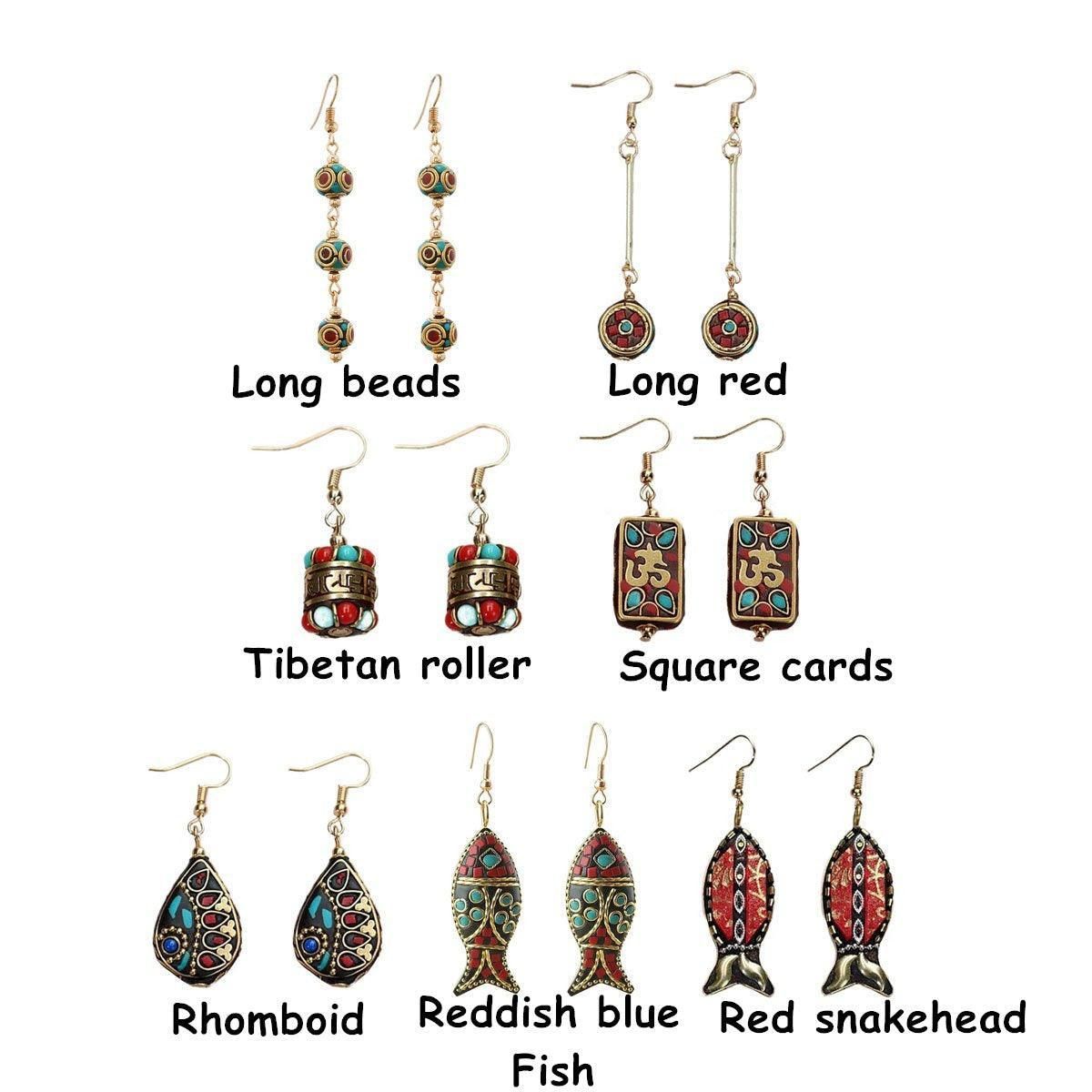 Retro Ethnic Style Earrings Fashion Jewelry for Women Bohemian Accessories - Square cards