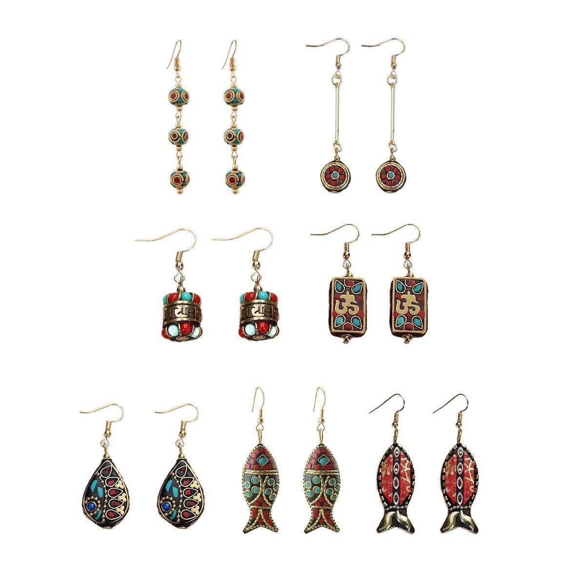 Retro Ethnic Style Earrings Fashion Jewelry for Women Bohemian Accessories - Rhomboid