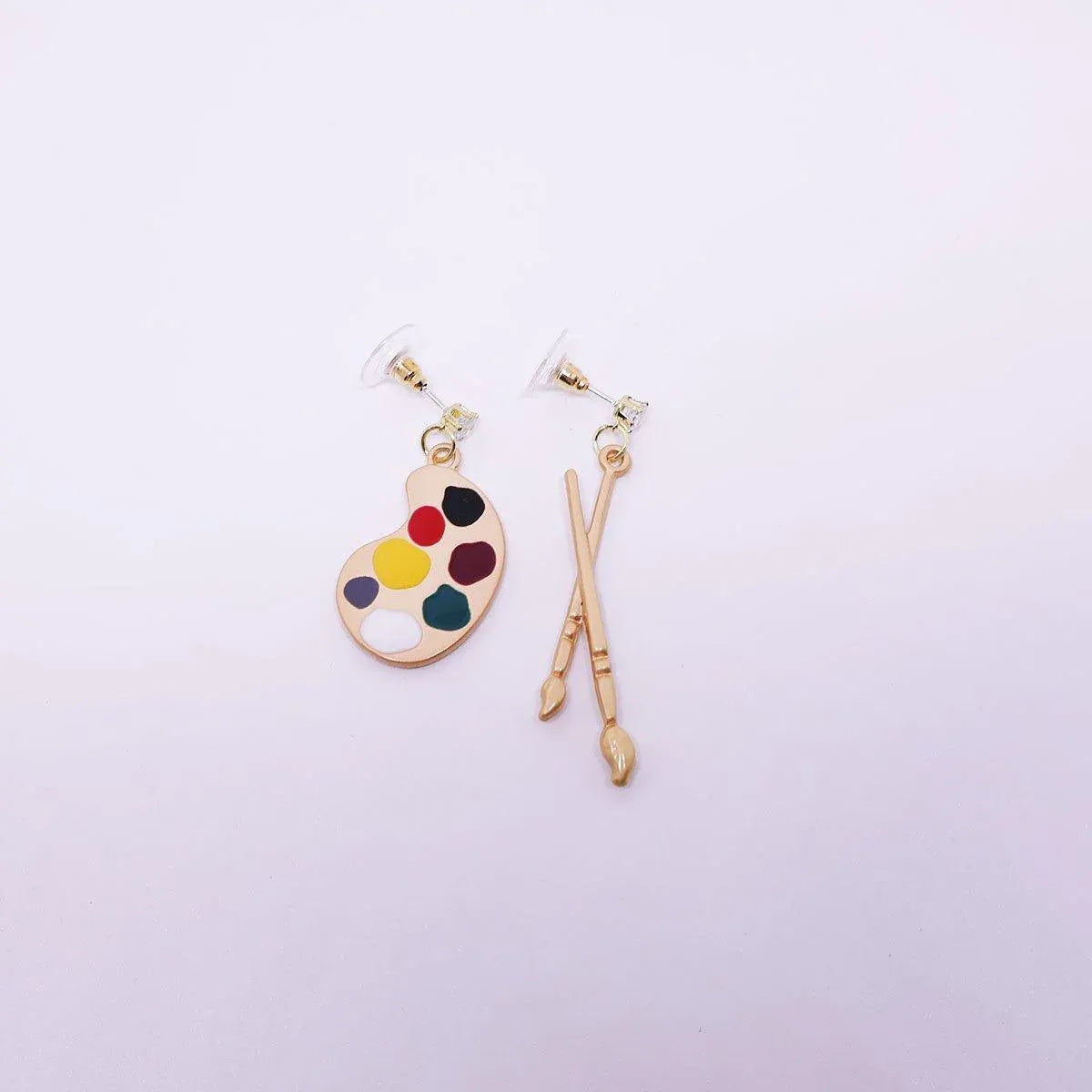 Artistic Asymmetric Earrings Brush and Drawing Board Design Creative Jewelry