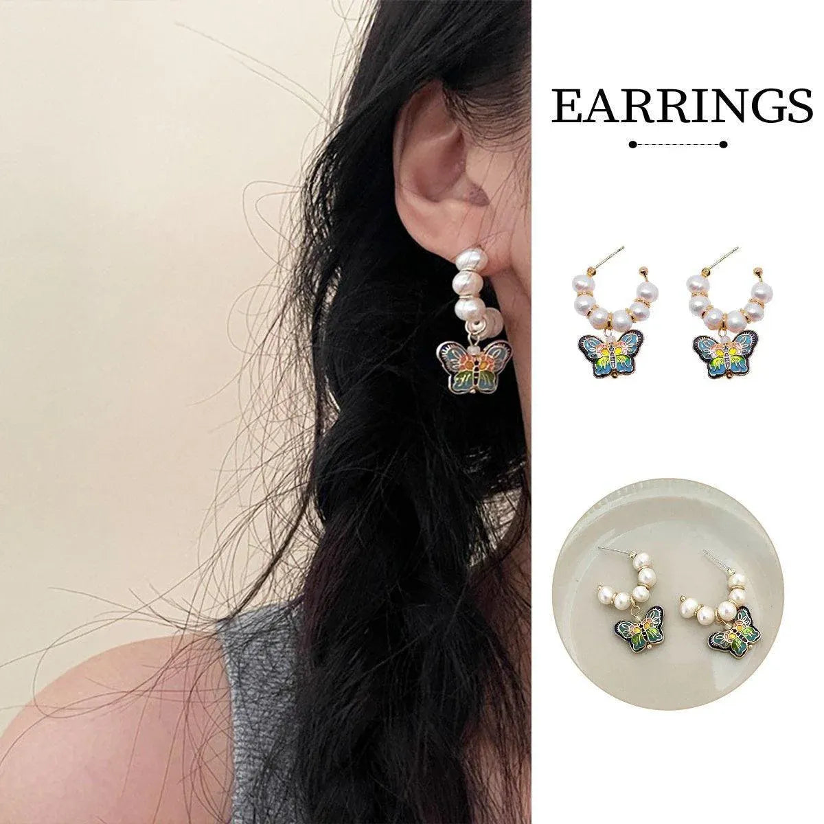 Chinese Butterfly Earrings Retro Jewelry Fashion Vintage Style Earrings