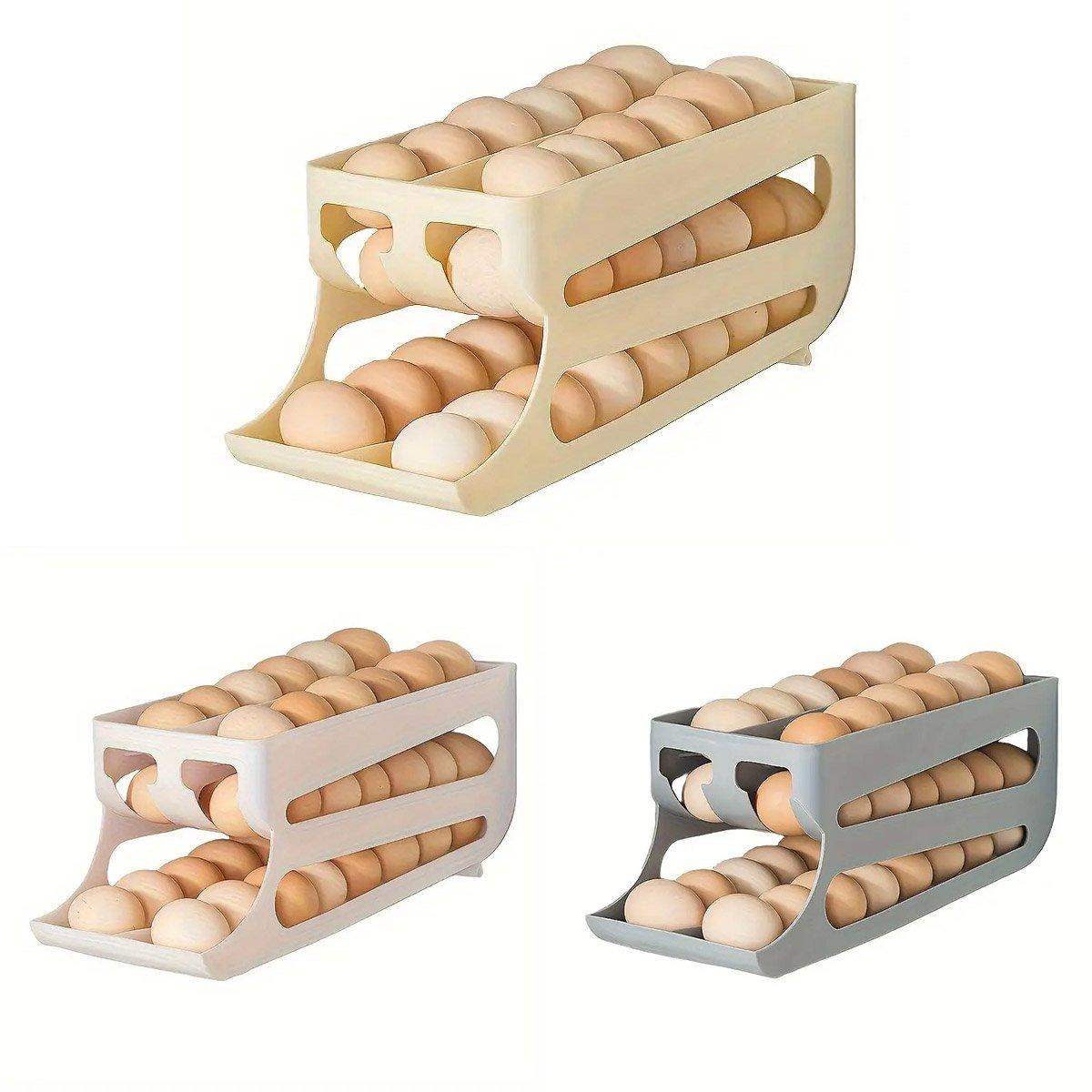 Sliding Egg Carton Refrigerator Storage for Kitchen Egg Holder and Organizer - Yellow