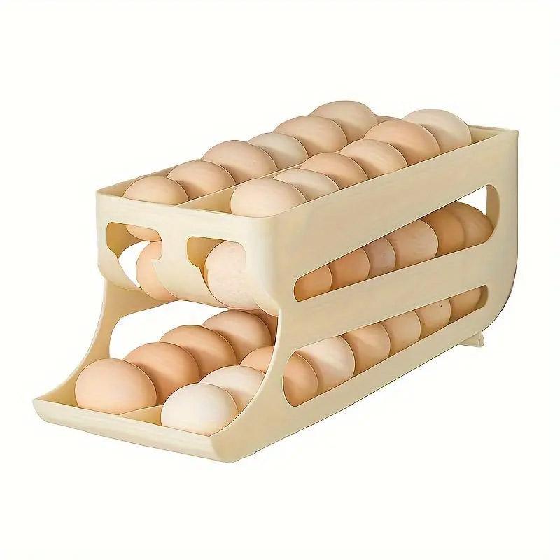 Sliding Egg Carton Refrigerator Storage for Kitchen Egg Holder and Organizer - Yellow