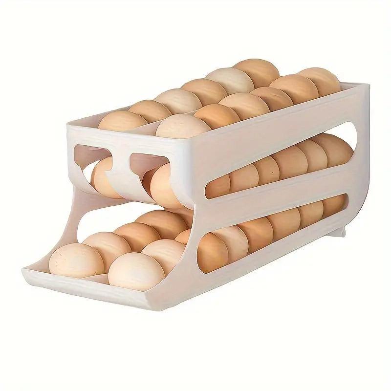 Sliding Egg Carton Refrigerator Storage for Kitchen Egg Holder and Organizer - Yellow