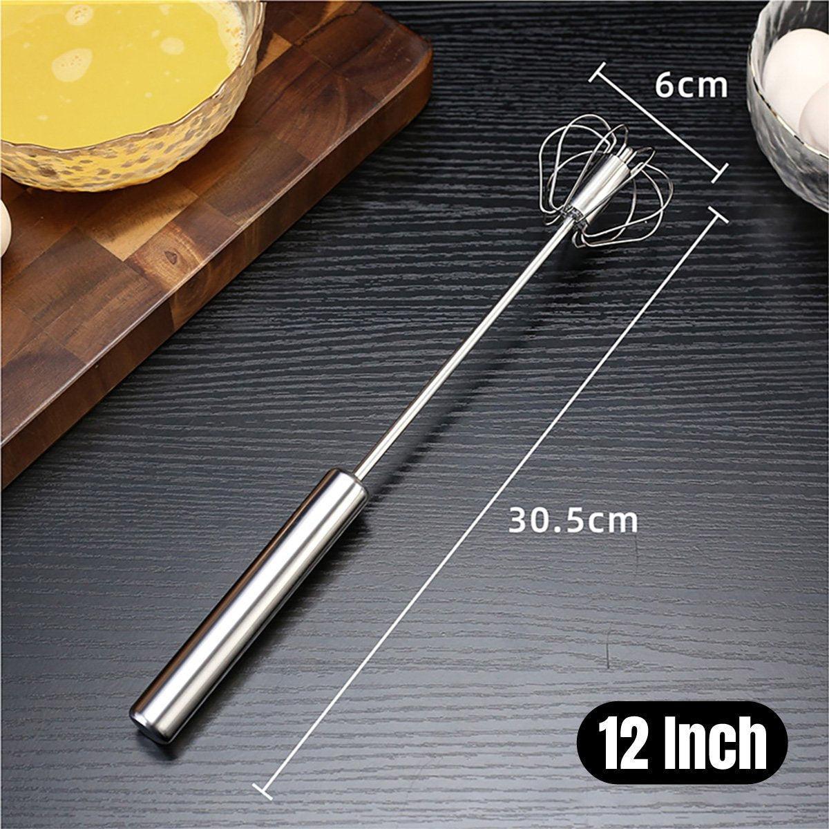 Stainless Steel Semi-Automatic Egg Beater Hand Pressed Kitchen Baking Tool - 10 Inch