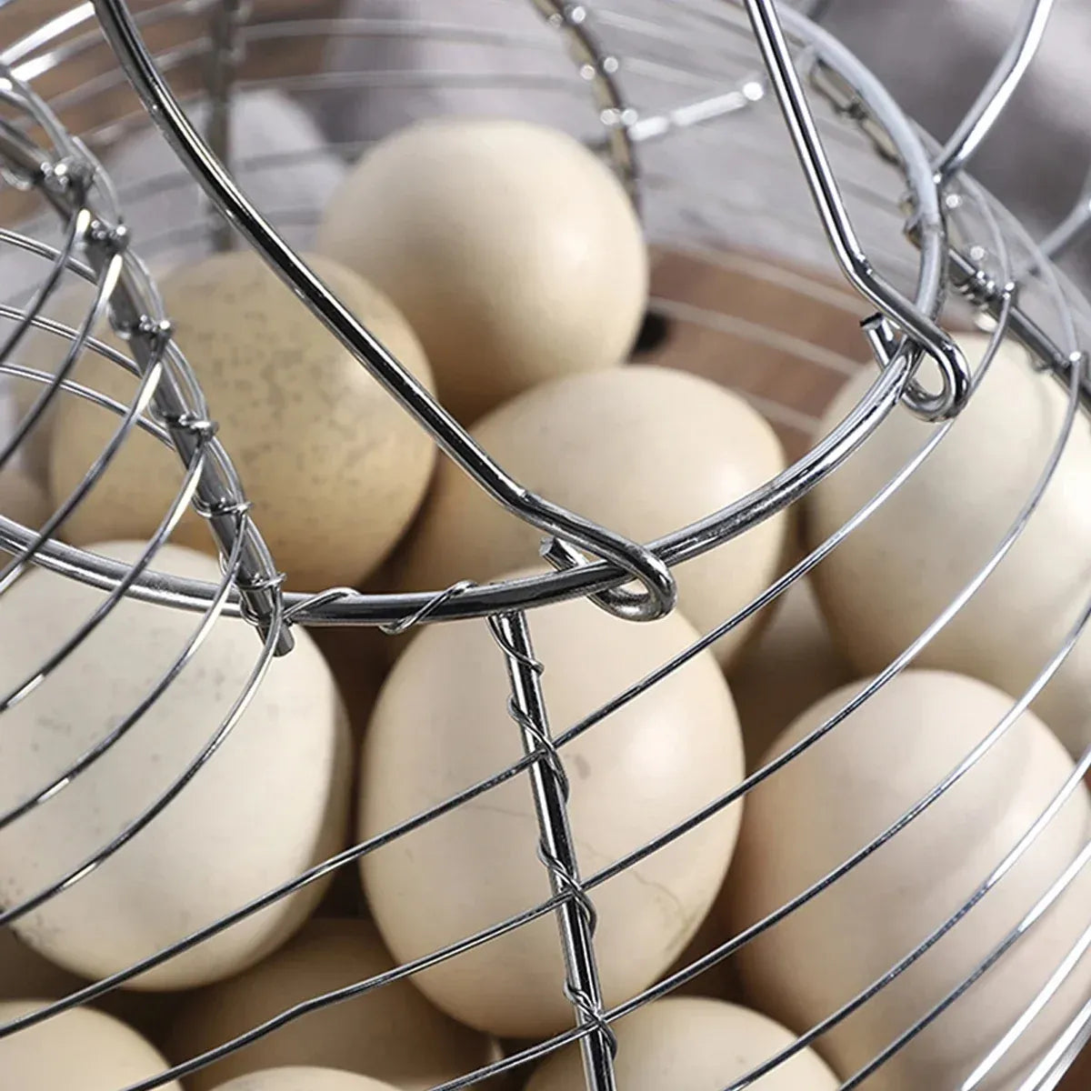 Egg Storage Basket Hollow Iron Wire Container Kitchen Holder Rack for Display