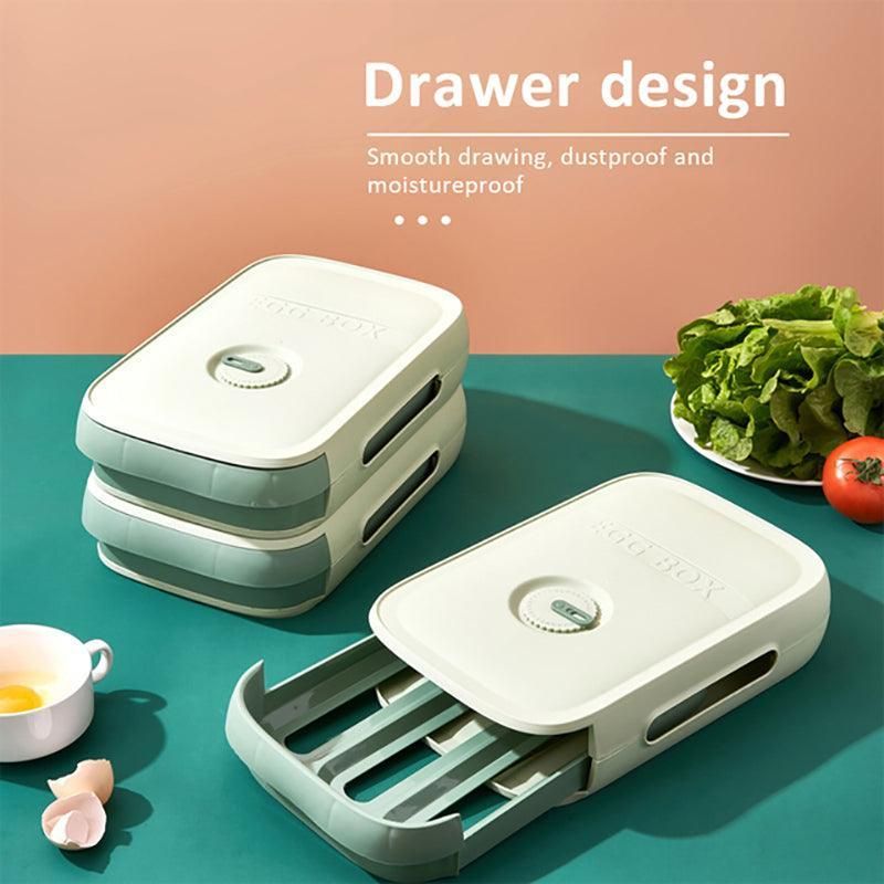 Drawer Type Eggs Tray Fruit Storage Box Kitchen Stacking Holder Food Container - Green