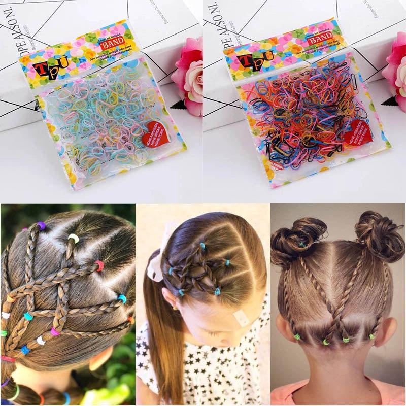 400pcs Small Elastic Rubber Band Hair Ties Multi Colour Black Ponytail Holders - Black