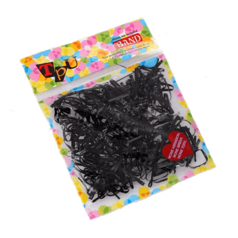 400pcs Small Elastic Rubber Band Hair Ties Multi Colour Black Ponytail Holders - Black