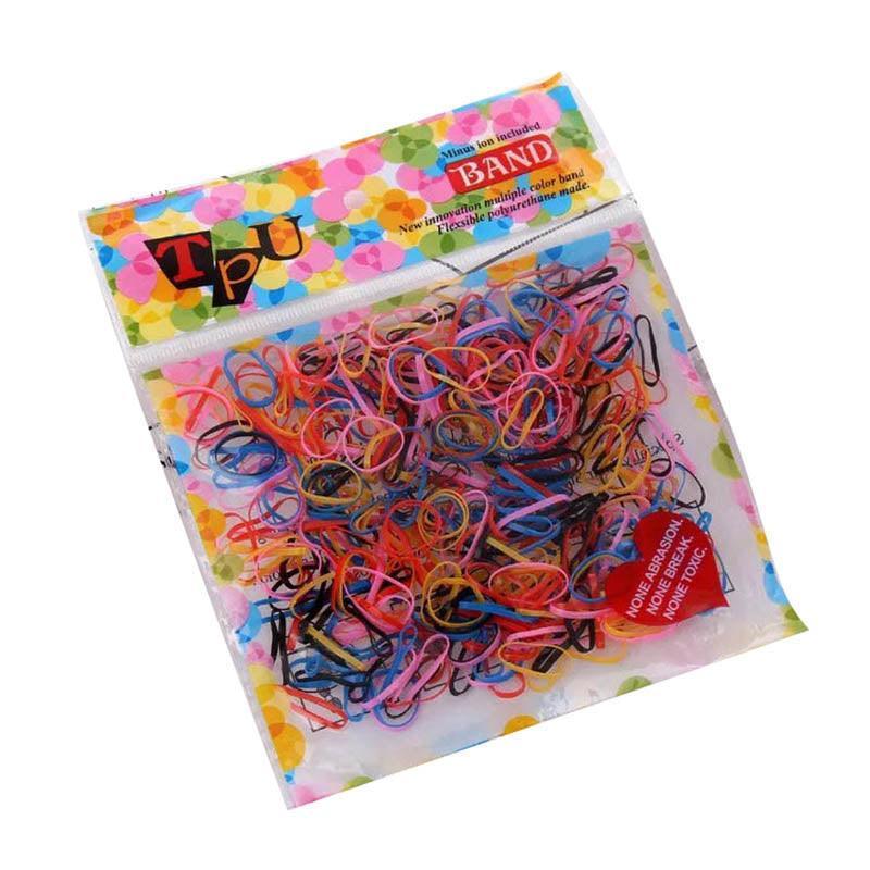 400pcs Small Elastic Rubber Band Hair Ties Multi Colour Black Ponytail Holders - Black