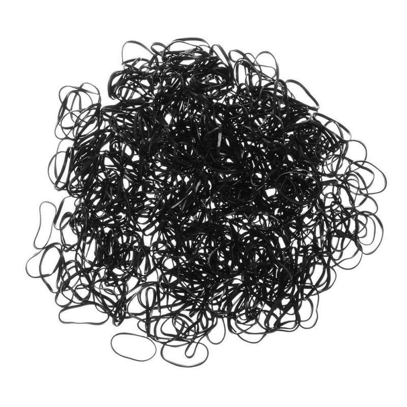 400pcs Small Elastic Rubber Band Hair Ties Multi Colour Black Ponytail Holders - Black