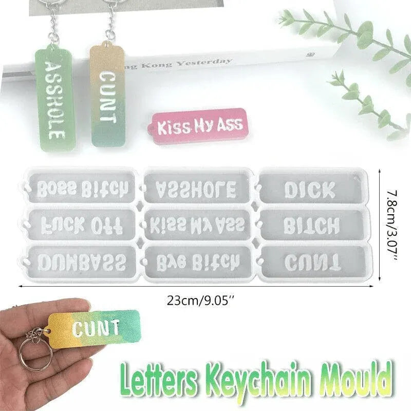 Letters Keychain Resin Epoxy Casting Mold Earring Pendant Craft Mould Silicone