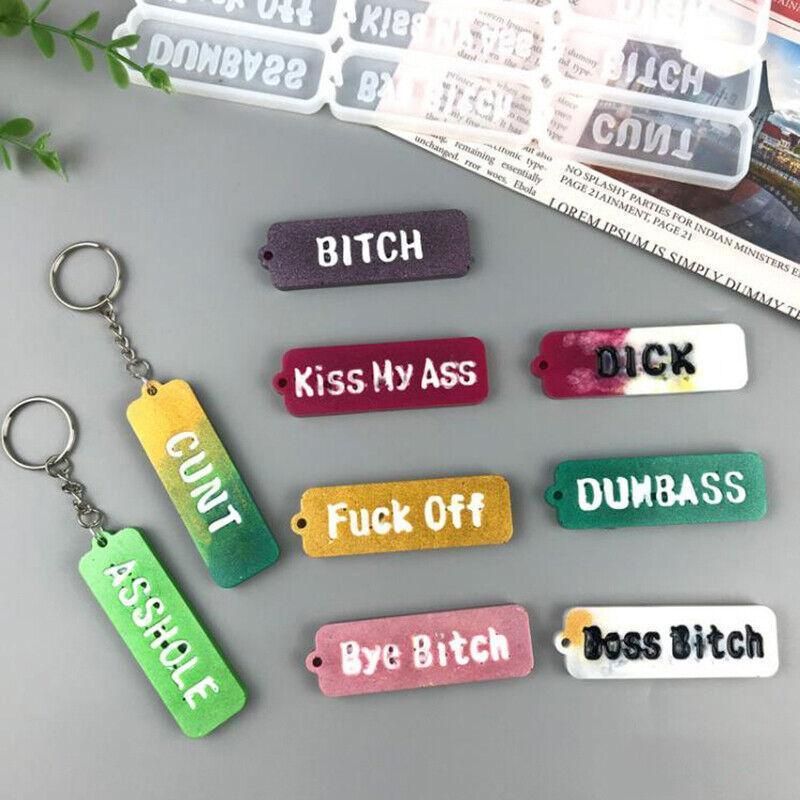 Letters Keychain Resin Epoxy Casting Mold Earring Pendant Craft Mould Silicone